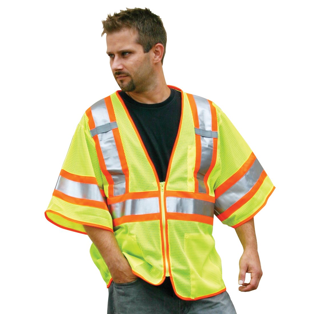 Class 3 Two-Tone Reflective Vest - Lime - S / M