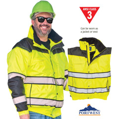 High Contrast 3-In-1 Bomber Jacket - Lime - 2X