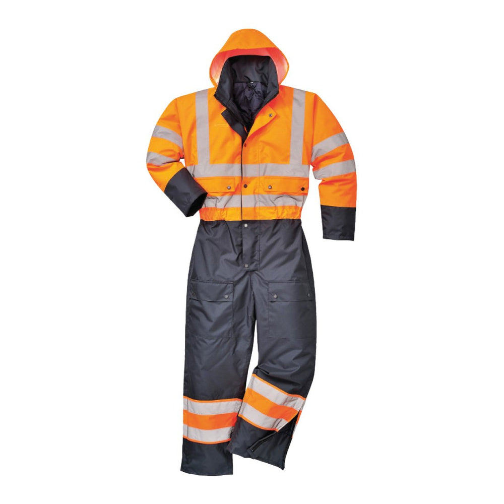 High Visibility Winter Lined Coverall - Orange - Large