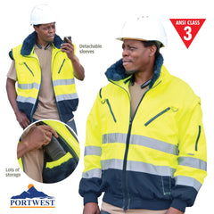 High Visibility 3-In-1 Pilot Jacket - Lime - Medium