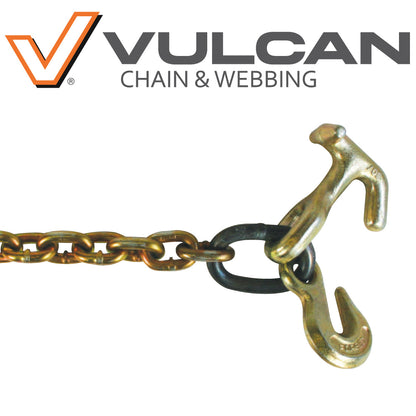 VULCAN Auto Hauling Chain - Grab and Twisted T/J Combo Hook - Grade 70 - 5/16 Inch x 48 Inch - 4,700 Pound Safe Working Load