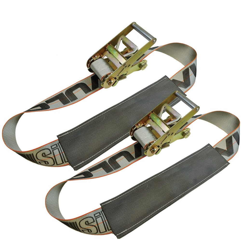 VULCAN Under Lift Ratcheting Vehicle Tie Down Straps - 2 Pack - Silver Series - 5,000 Pound Safe Working Load