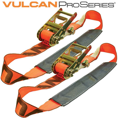 VULCAN Under Lift Ratcheting Vehicle Tie Down Straps - 2 Pack - PROSeries - 5,000 Pound Safe Working Load
