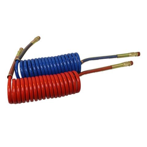 12 Foot Coiled Air Brake Lines with 6 Inch Leads - 2 Pack