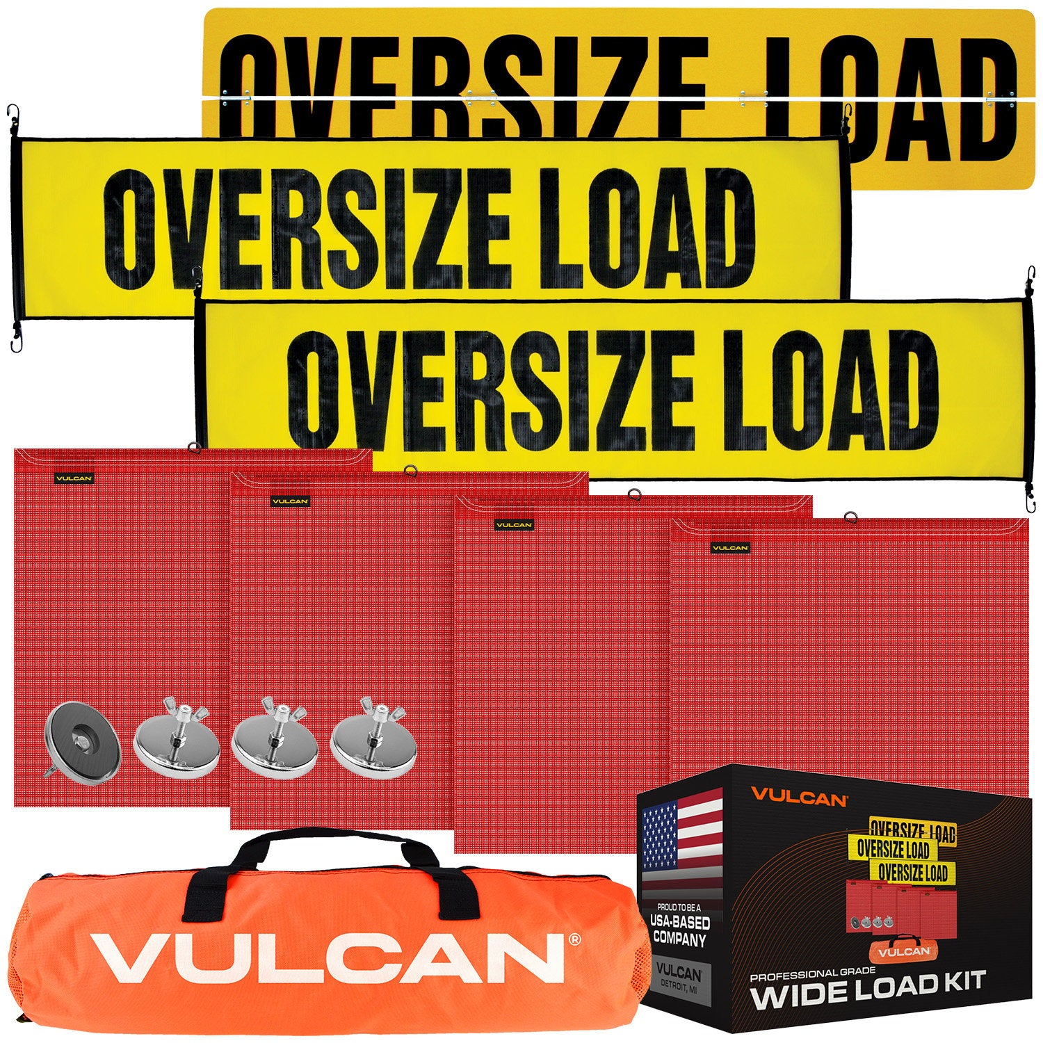 VULCAN Flags, Oversize Load Signs, and Magnets Kit - Includes 1 Alumin ...