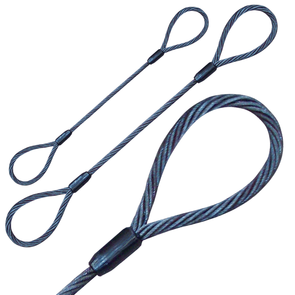 Wire Rope Sling - 3/8 Inch x 10 Foot - 2800 Pounds 2200 Pounds 5800 Pounds
