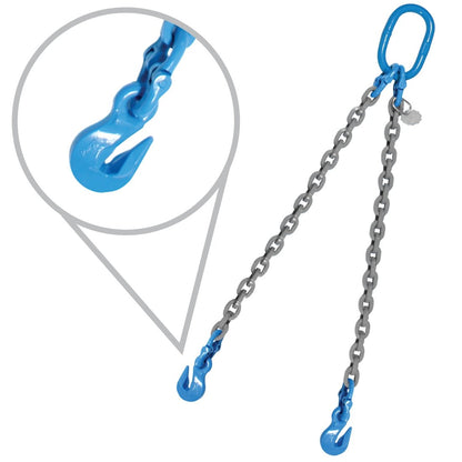 VULCAN Double Chain Slings with Grab Hooks - 3/8 Inch - Grade 120 - 5 Feet