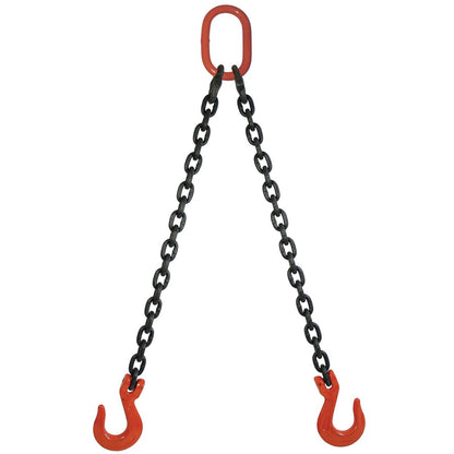VULCAN Double Leg Mechanical Lifting Sling with Sling Hooks - 3/8 Inch - Grade 80 - 7.5 Feet
