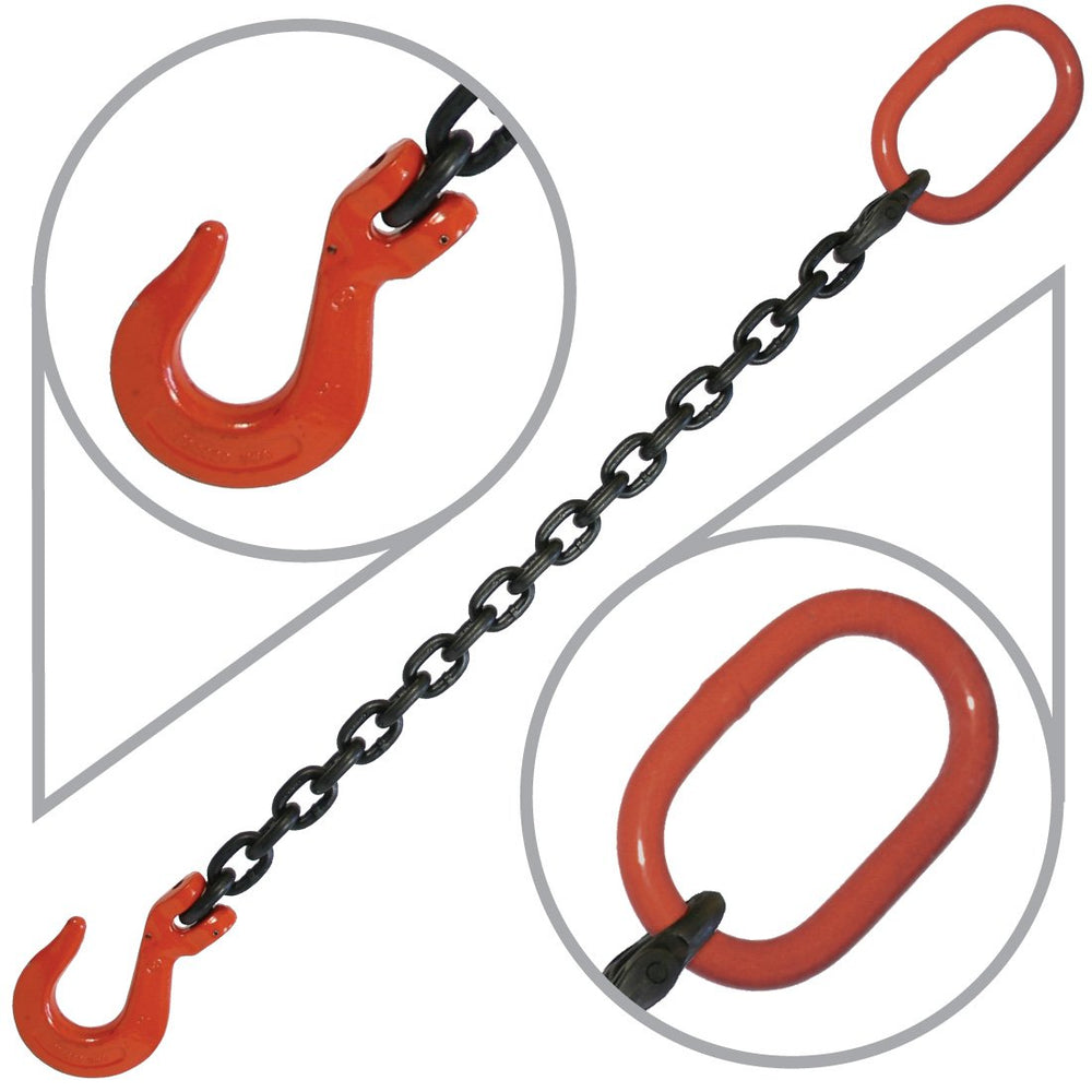 VULCAN Single Leg Mechanical Lifting Sling with Sling Hook - 1/2 Inch - Grade 80 - 15 Feet