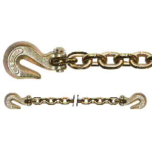 Columbus Mckinnon Safety/Binder Chain with Clevis Grab Hooks - Grade 70 - 5/16'' x 16' - 4,700 Lbs. Safe Working Load