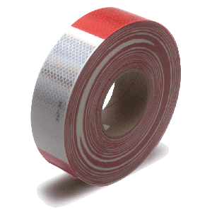 Reflective Tape - 2 Inch x 150' Roll - Alternating Red/White