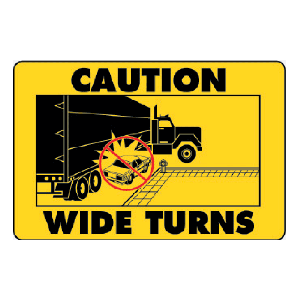 Wide Turns Decal with Truck