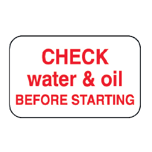 Check Oil & Water Decal