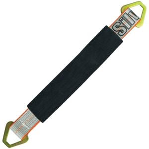 VULCAN Car Tie Down Axle Strap with Wear Pad - 3-Ply Stiff - 2 Inch x 22 Inch - Silver Series - 3,300 Pound Safe Working Load