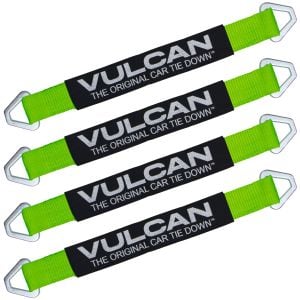 Scratch And Dent VULCAN Car Tie Down Axle Strap with Wear Pad - 2 Inch x 22 Inch, 4 Pack - High-Viz - 3,300 Pound Safe Working Load