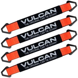 VULCAN Car Tie Down Axle Strap with Wear Pad - 2 Inch x 22 Inch - 4 Pack - PROSeries - 3,300 Pound Safe Working Load