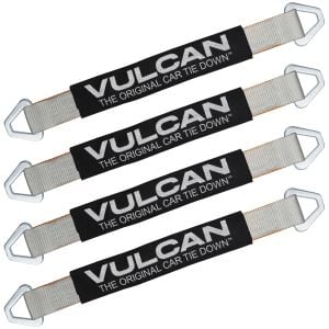 VULCAN Car Tie Down Axle Strap with Wear Pad - 2 Inch x 22 Inch - 4 Pack - Silver Series - 3,300 Pound Safe Working Load