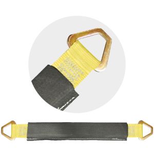 VULCAN Car Tie Down Axle Strap with Wear Pad - 3-Ply Stiff - 2 Inch x 22 Inch - Classic Yellow - 3,300 Pound Safe Working Load