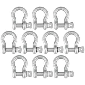 VULCAN Shackles with Screw Pins - Grade 43 - 3/8 Inch - 10 Pack - 4,000 Pound Safe Working Load