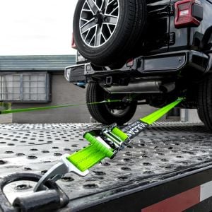 VULCAN Complete Axle Strap Tie Down Kit with Snap Hook Ratchet Straps - High-Viz - Includes (4) 22 Inch Axle Straps, (4) 36 Inch Axle Straps, and (4) 8' Snap Hook Ratchet Straps