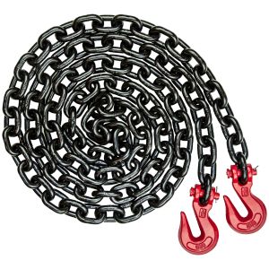 VULCAN Binder Chain Tie Down with Grab Hooks - Grade 80 - 1/2 Inch x 20 Foot - 12,000 Pound Safe Working Load