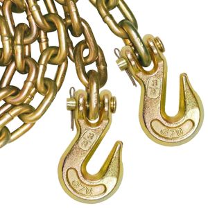 VULCAN Binder Chain with Clevis Grab Hooks - Grade 70 - 3/8 Inch x 25 Foot - 6,600 Pound Safe Working Load