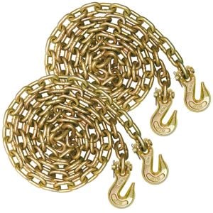 VULCAN Binder Chain with Clevis Grab Hooks - Grade 70 - 3/8 Inch x 20 Foot, 2 Pack - 6,600 Pound Safe Working Load