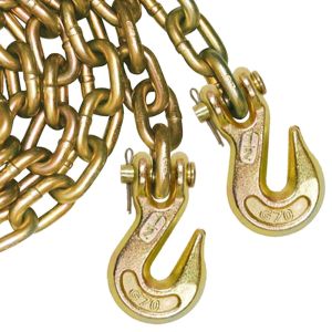 VULCAN Binder Chain with Clevis Grab Hooks - Grade 70 - 1/2 Inch x 20 Foot - 11,300 Pound Safe Working Load