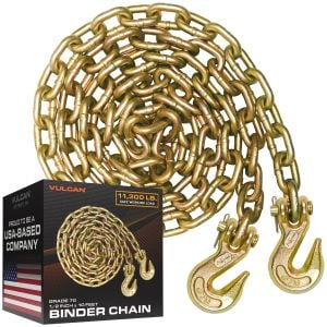 VULCAN Safety/Binder Chain with Clevis Grab Hooks - Grade 70 - 1/2 Inch x 10 Foot - 11,300 Pound Safe Working Load