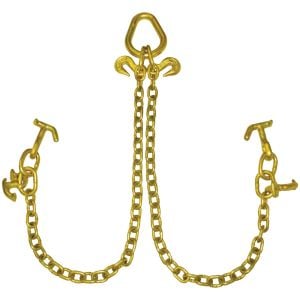 VULCAN Tow Chain Bridle - R-Hooks - Twisted T/J Combo Hooks - Grade 70 Chain - 48 Inches - 4,700 Pound Safe Working Load