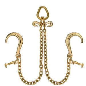 VULCAN Towing Chain Bridle - 8 Inch J Hooks - Alloy T Hooks - Grade 70 Chain - 40 Inches - 4,700 Pound Safe Working Load