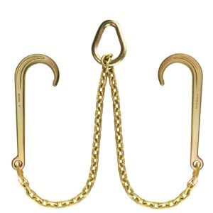 Johnstown Towing Chain Bridle with 15 Inch J Hooks - Grade 70 - Self-Centering - 4,700 Pound Safe Working Load