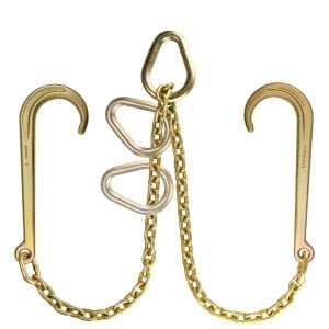 Johnstown Towing Chain Bridle with 15 Inch J Hooks - Grade 70 - Self-Centering - 4,700 Pound Safe Working Load