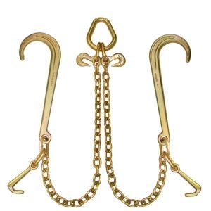 VULCAN Towing Chain Bridle - 15 and 4 Inch J Hooks - Grade 70 Chain - 47 Inches Long - 4,700 Pound Safe Working Load