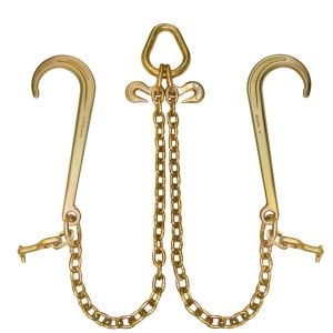 VULCAN Tow Chain Bridle - 15 Inch J Hooks and T Hooks - Grade 70 Chain - 47 Inch - 4,700 Pound Safe Working Load