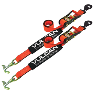 VULCAN Car Tie Down with Universal Fast-Strap Frame Hook - 72 Inch - 2 Pack - PROSeries - 3,300 Pound Safe Working Load