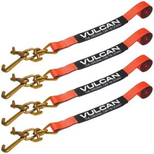 VULCAN Car Tie Down Strap Only - RTJ Hooks - 96 Inch - 4 Pack- PROSeries - 3,300 Pound Safe Working Load 