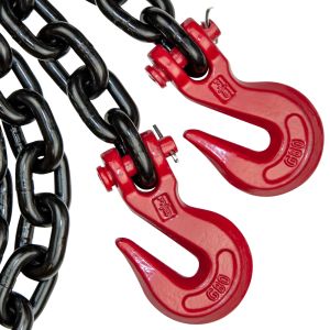 VULCAN Binder Chain Tie Down with Grab Hooks - Grade 80 - 3/8 Inch x 16 Foot - 7,100 Pound Safe Working Load