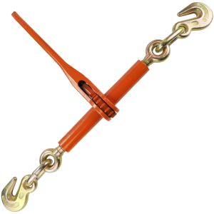 VULCAN Load Binder with 2 Grab Hooks - 4 Pack - Ratchet Style - 7,100 Pound Safe Working Load (Works with 5/16 or 3/8 Inch G70 or G80 Chain)