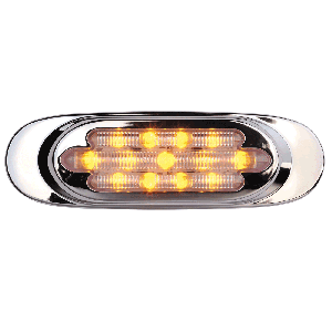2 Inch x 6.625 Inch Chrome Oval Light - Amber