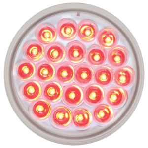 4 Inch Round Pearl LED Strobing Light - Red LED - Clear Lens