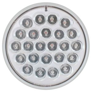 4 Inch Round Pearl LED Strobing Light - Red LED - Clear Lens