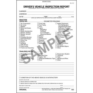 Carbonless Driver's Vehicle Inspection Report