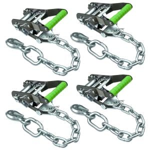 VULCAN Ratchet Buckle - Chain Anchor - 2 Inch Handle - High-Viz - 4 Pack - 3,300 Pound Safe Working Load