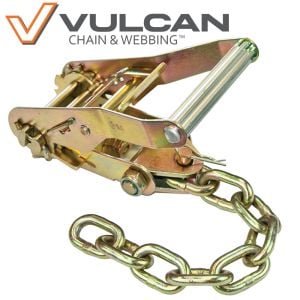 VULCAN Ratchet Buckle - 2 Inch Wide Handle with Chain Tail - 3,300 Pound Safe Working Load