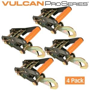 VULCAN Ratchet Buckle - Snap Hook Ratchets - 2 Inch Wide Handle - PROSeries - 4 Pack - 3,300 Pound Safe Working Load