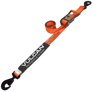 VULCAN Car Tie Down with Flat Snap Ratchet - Snap Hook - 96 Inch - PROSeries - 3,300 Pound Safe Working Load