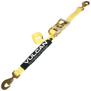 VULCAN Snap Hook Car Tie Down With Flat Snap Hook Ratchet - 96 Inch - 3,300 Pound Safe Working Load