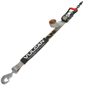 VULCAN Car Tie Down with Chain Tail Ratchet - Snap Hook - 96 Inch - Silver Series - 3,300 Pound Safe Working Load