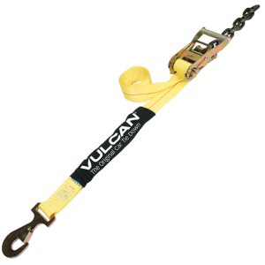 VULCAN Car Tie Down with Flat Chain Tail Ratchet - Snap Hook - 96 Inch - 3,300 Pound Safe Working Load